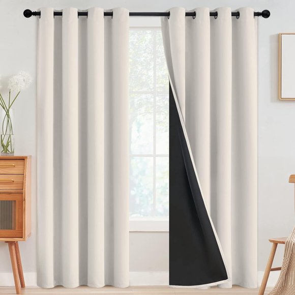 SimpleHome Cream 100 Blackout Curtains Room Darkening Living Room