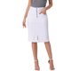 thumbnail image 1 of INSPIRE CHIC Falda de Jean para Mujer Regreso a Clases Cintura Alta Abertura Frontal Elástica Línea A Denim Midi Falda Blanca XS, 1 of 6