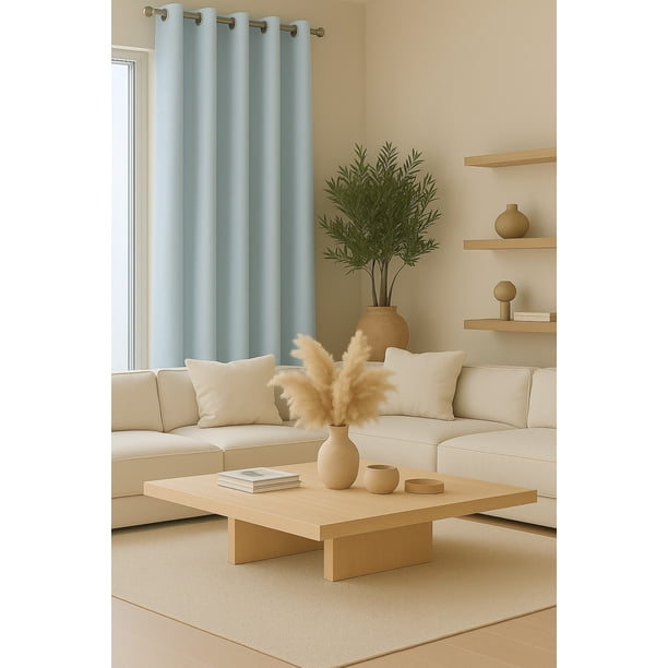 Cortina Blackout 100% Engomada Térmica Tela Ligera 140x225 - Microfibra Premium - 1 Paño Azul Claro