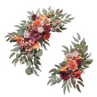 Bothyi - 2 Piezas De Flores De Seda Que Cuelgan La Corona Del Arco De La Boda Para La Boda De La Pared De La Granja Rojo