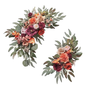 Bothyi - 2 Piezas De Flores De Seda Que Cuelgan La Corona Del Arco De La Boda Para La Boda De La Pared De La Granja Rojo