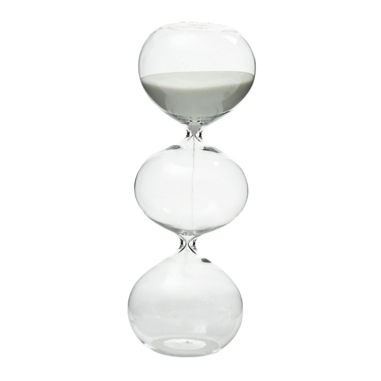 Magideal - Reloj De Arena De Tres Capas De Vidrio, Herramienta De Gestión Del Tiempo, Adorno Decorativo Transparente De Escritorio Para Sala De Estar, Decoración Arena Gris