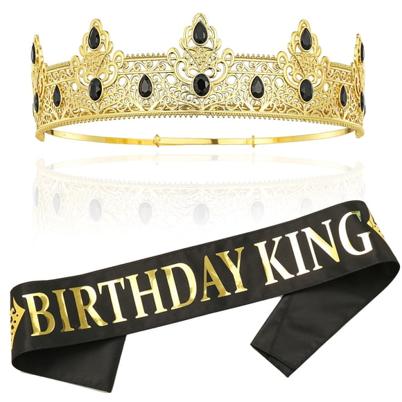 Set de decoración de graduación con corona de rey y banda de cumpleaños de NA para hombre