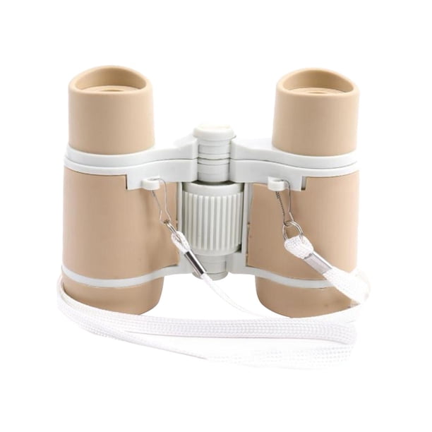 Pequeño Telescopio Binoculares 4x30 Binoculares Para Niños Juguete Para Caminatas Eventos Deportivos Café Blanco