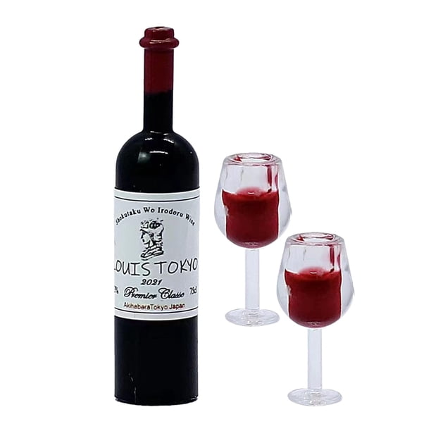 Tazas para botellas de vino de casa de muñecas a escala 1/12, tazas para bebidas, accesorios para casa de muñecas, bares, cocina, decoración del hogar Gorra roja