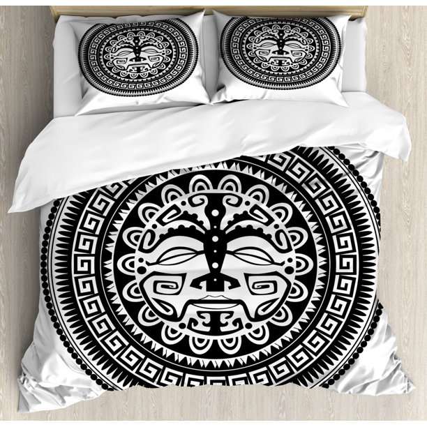 Celtic King/Queen Size Duvet Cover Set Astronomical Druidic Symbol of A Mythical Dragon Illustration Polyester Comforter Cover