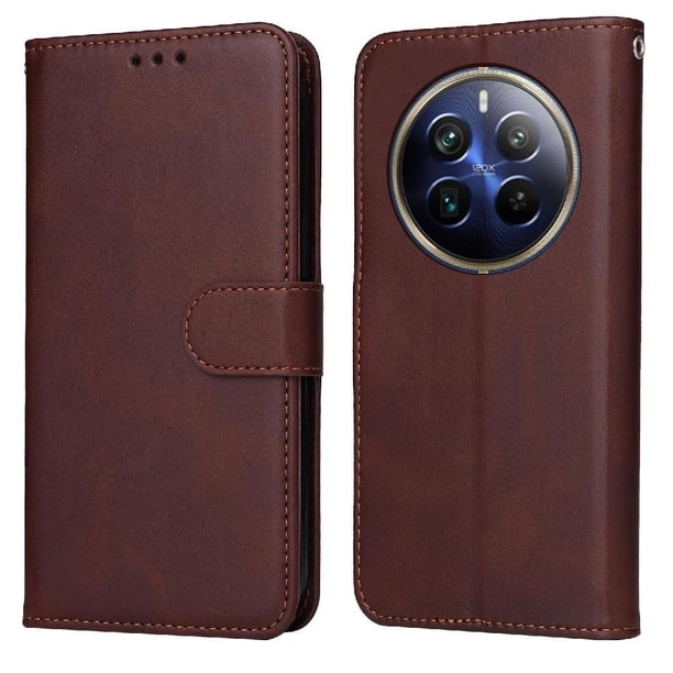 Funda Billetera para Realme 13 Pro Plus 5G con Porta Tarjetas y Soporte Ajustable Marrón