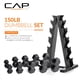 thumbnail image 2 of Set de mancuernas CAP de 68 kg con recubrimiento hexagonal y rack rojo, 2 of 8