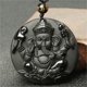 thumbnail image 2 of Collar ASGIFT con colgante unisex de obsidiana natural y ganesha, 2 of 8