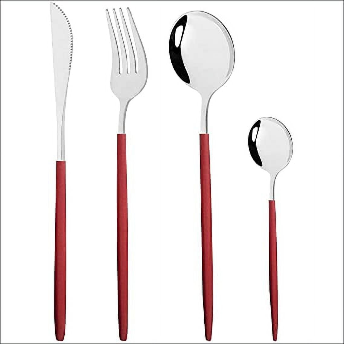 Xmhytop Juego De Cubiertos De Cocina De 24 Piezas, Inoxidable, Color Rojo Platado, Ideal Para Hogares Y Eventos