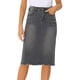 thumbnail image 1 of INSPIRE CHIC Falda de Mezclilla de Cintura Alta para Mujer, Falda de Jean hasta la Rodilla con Dobladillo Deshilachado y Bolsillos Gris XL, 1 of 6