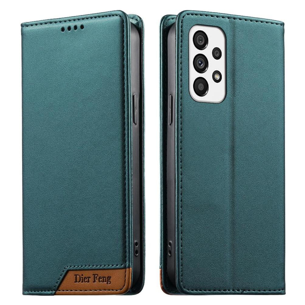 Foxdock - Funda Tipo Cartera De Cuero Sintético Para Samsung Galaxy A73 5g Bloqueo Rfid, Con Ranuras Para Tarjetas Y Bolsillo Para Efectivo, Cierre Magnético Fuerte Verde