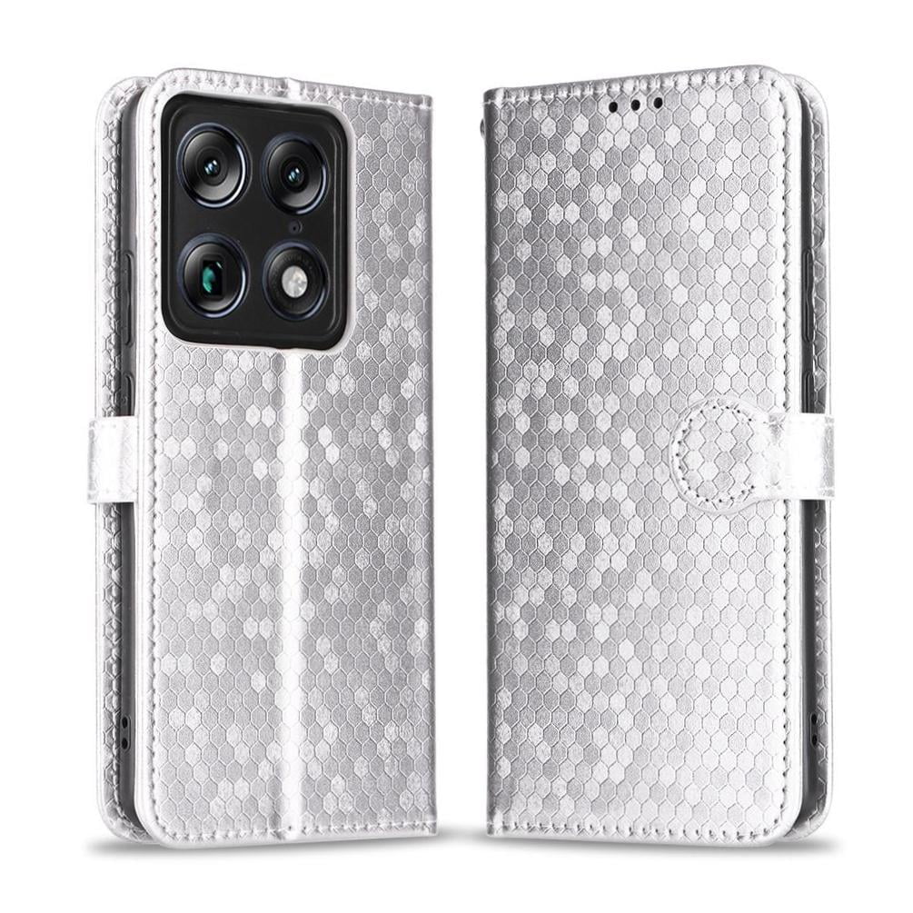 Foxdock - Funda Cartera Lunares Motorola X70 Air Pro Con Tarjetero, Correa Y Soporte Plata