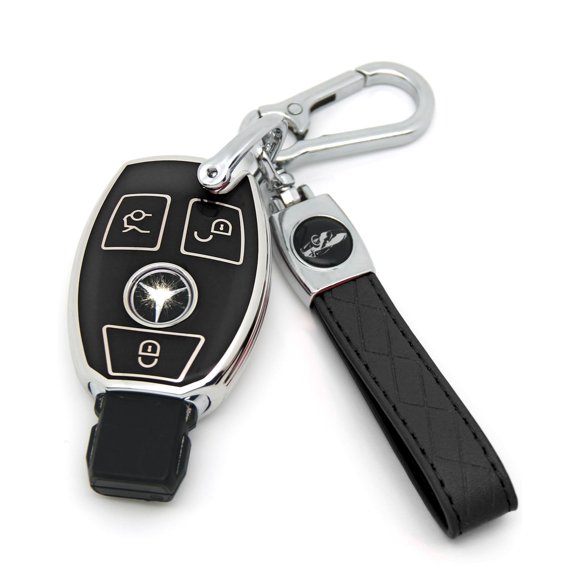 Set de funda para llave y llavero HAOYOUMEI para Mercedes-Benz, negro