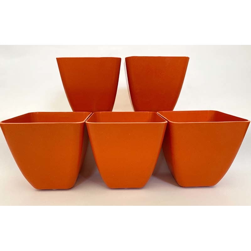 Decogreen - Set De 5 Maceteros Biodegradables Cuadrado Naranjo