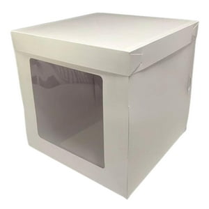 Genérico - Pack 5 Caja Torta 30X30X30 Cm Con Visor Lateral Blanco