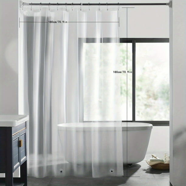 1pc Transparent Shower Curtain, Waterproof And Mildew-Proof Fabric Shower Curtain Liner, Bathroom Accessories