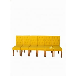 Vitelio - Pack 6 Sillas De Comedor De Madera Capitonés