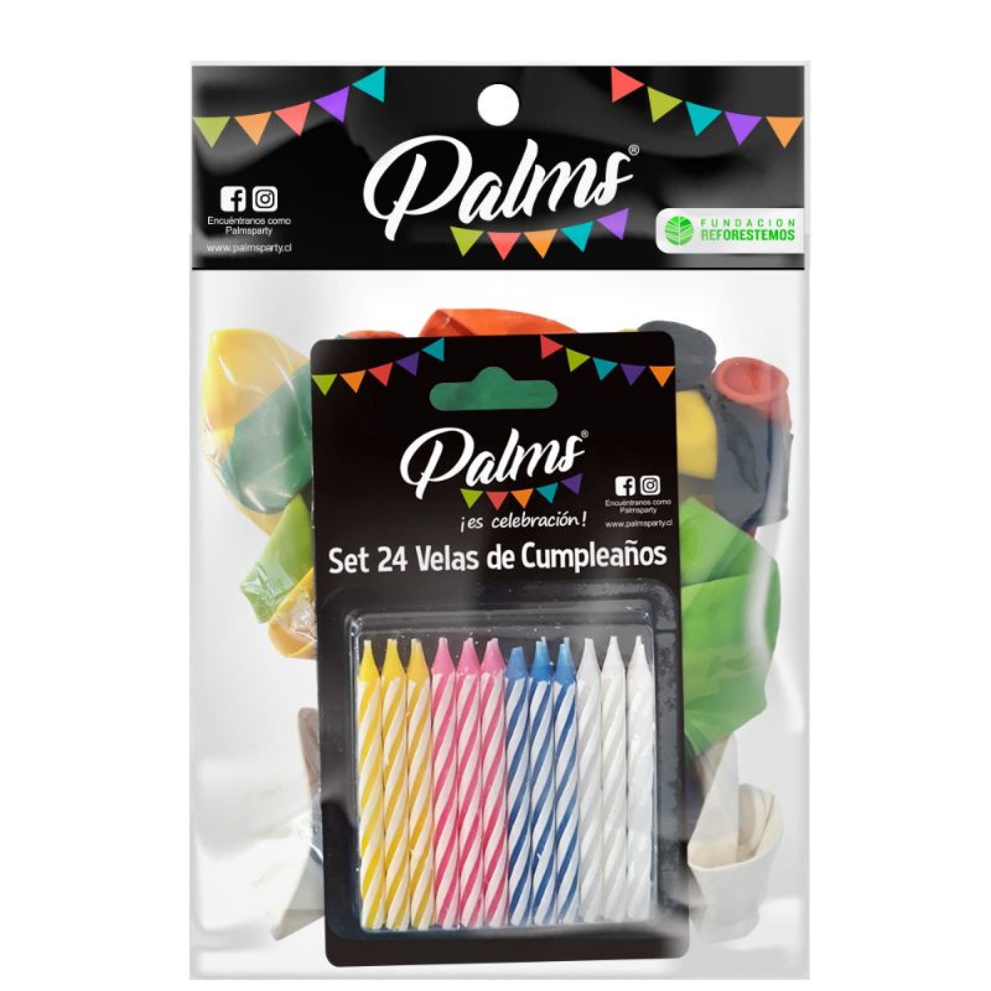Pack De 25 Globos + Velas Colores Surtidos Palms