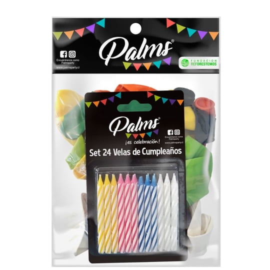 Pack De 25 Globos + Velas Colores Surtidos Palms