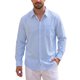 thumbnail image 1 of Camisa de Manga Larga a Cuadros para Hombre INSPIRE CHIC, Casual de Negocios, Camisas a Cuadros con Botones M Azul, 1 of 5