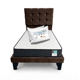 thumbnail image 1 of Cama Plaza y Media con Colchon + Pack de Almohadas Tapizado en Felpa Chocolate, 1 of 5