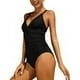 thumbnail image 4 of Trajes de baño de una pieza con cuello en V para mujer, trajes de baño monokini fruncidos con control de abdomen, 4 of 5