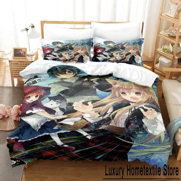 Okami-san and Her Seven Companions Bedding Set Boys Girls Size Duvet Cover Pillowcase Bed boys Adult Bed Sheets
