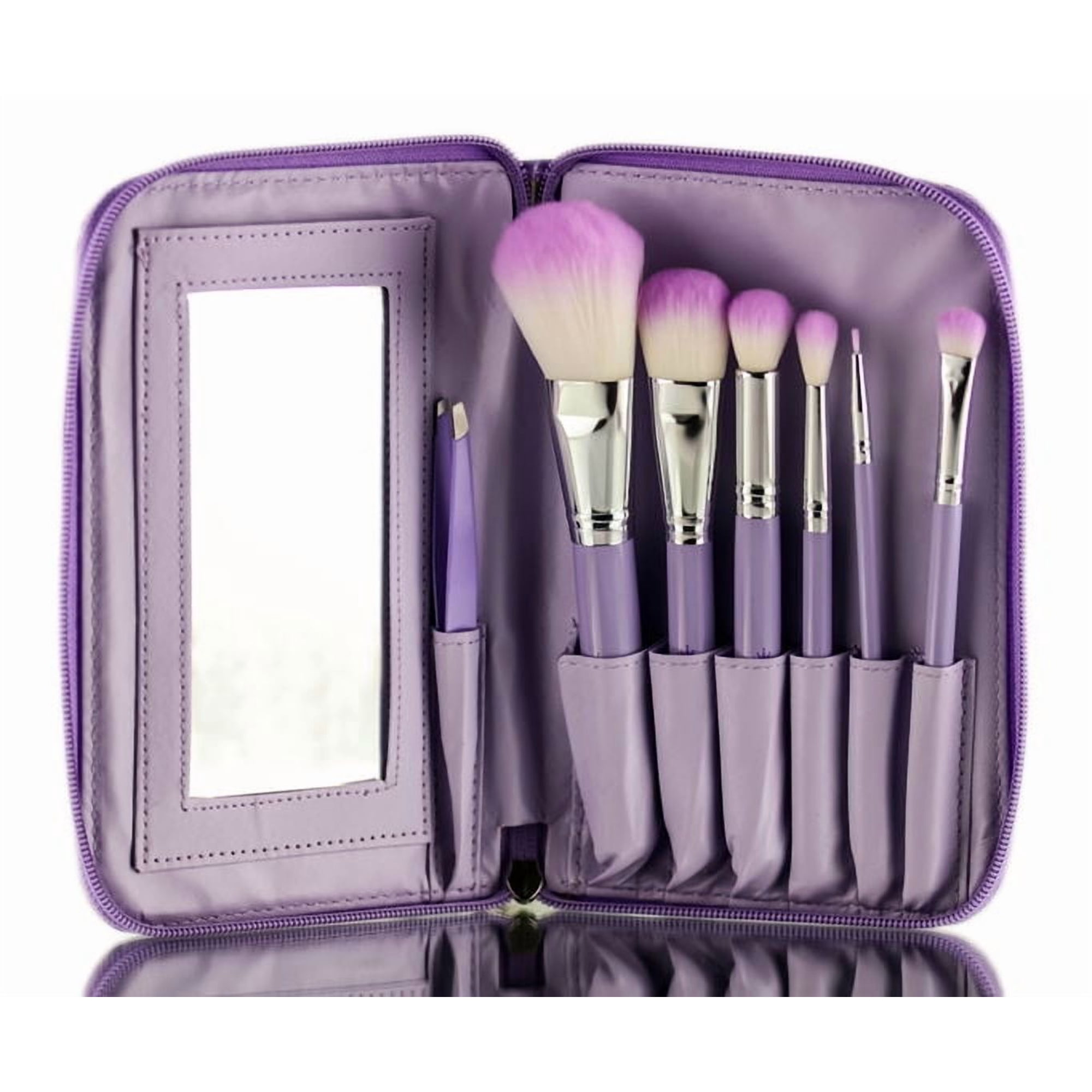 Abib Cosmetic - Juego De Cepillos Cosméticos Abib Crown Brush Purple Hd, 7 Piezas Con Espejo