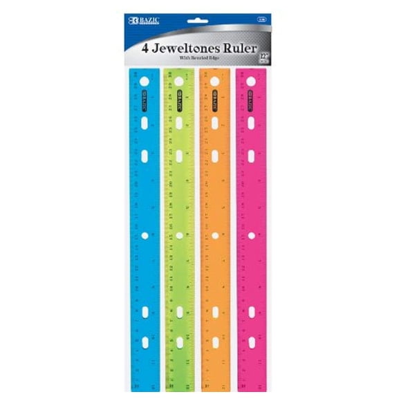 Regla BAZIC Jeweltones de Office Products, color 30 cm, 4 unidades