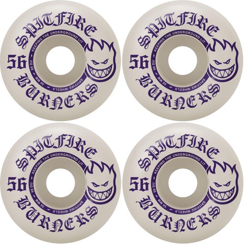Ruedas De Skate Spitfire Burners 56 Mm 99 A, Color Blanco Y Morado