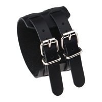 Magideal - De Material Cuero Pu, Punk Vintage Moda Joyería Hecha Brazaletes Brazalete Para Boda Rock Chaquetas Amistad Mujeres Unisex , Negro