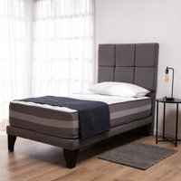 Colbox - Cama Europea Valencia P + Respaldo Atenas 1.5 Pl Felpa Gris Medio