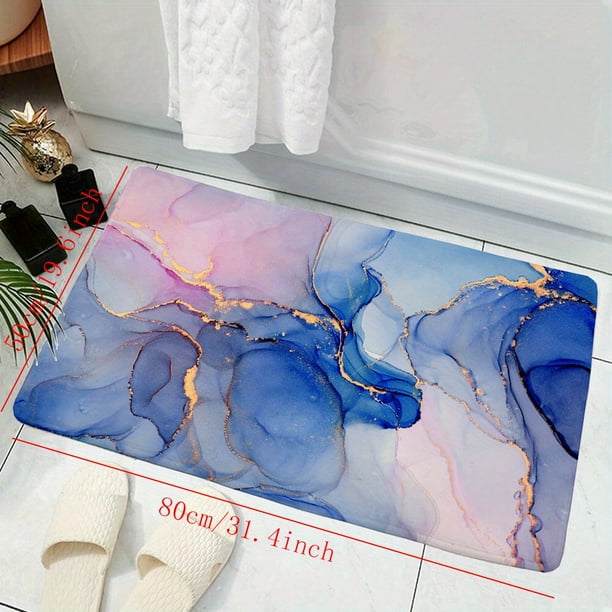 1pc Soft and Non-Slip Memory Foam Bath Rug with Marble Pattern - Quick Drying Shower Carpet for Home and Bathroom