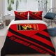 thumbnail image 1 of 3pcs Austrian FC Admira Wacker Club Red And Black Dragon Pattern Badge Theme Print Three Piece Bedding Set Soft Duvet Cover And Two Pillowcases, 1 of 5
