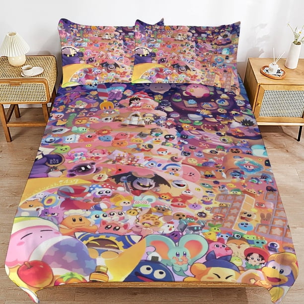 Kirb-y Kir-by Kirb-y Kir-by Bedding Set Sheet Set for Kids Adults,All Season Lightweight