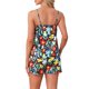 thumbnail image 3 of INSPIRE CHIC Conjunto de Lounge de Satén para Mujer Camiseta sin Mangas Ropa de Dormir Pijamas XL Negro con Flores Coloridas, 3 of 6