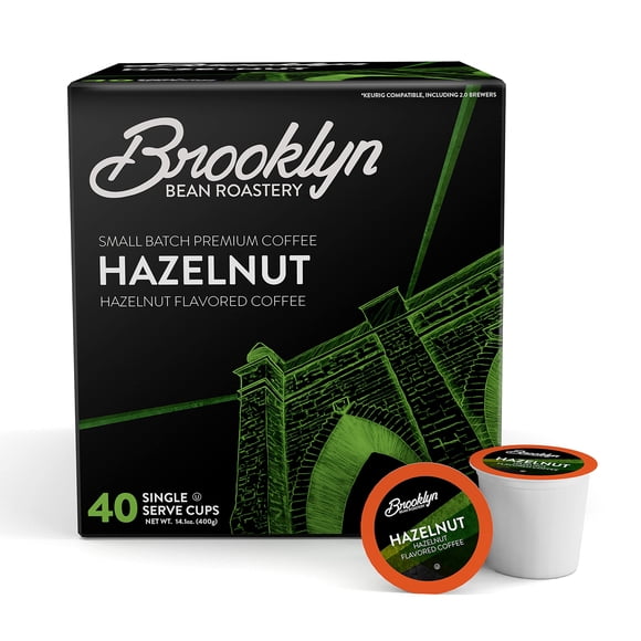 Cápsulas de café Brooklyn Beans sabor avellana, 40 unidades, compatibles con Keurig