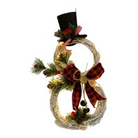 Magideal - Corona Navideña Con Luces, Corona Artificial Para Interiores Y Exteriores Con Piñas, Corona De Muñeco De Nieve Para Festivales, Hoteles Y Aniversarios