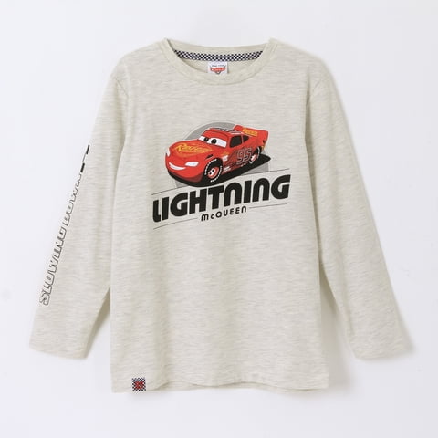 Polera Manga Larga Niño Rayo Mcqueen Cars Gris Disney