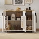 thumbnail image 2 of K&K 51" Fluted Kitchen Island with Drop Leaf, Farmhouse Accent Kitchen Island on Wheels with Internal Storage Rack, Rolling Kitchen Cart with Towel Rack for Kitchen, Dining Room, White Ash, 2 of 3