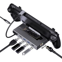 Genérico - Estación De Acoplamiento Usb-C Compatible Con Steam Deck Y Nintendo Switch - Hdmi 4K@60Hz, Gigabit Ethernet, 3 Puertos Usb 3.0, Carcasa Para Ssd M.2-Gris