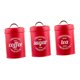 thumbnail image 1 of Latas De Almacenamiento De Alimentos De Cocina, 3 Piezas, Café, Té, Latas De Azúcar, Rojo, 1 of 5