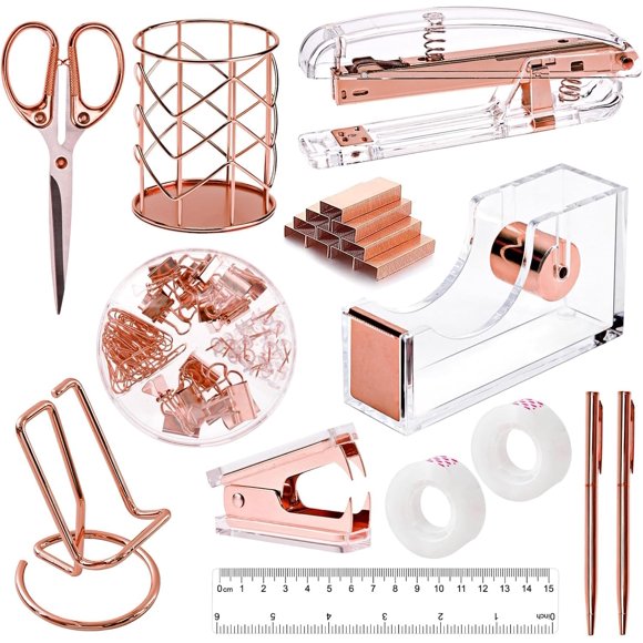 Set de Accesorios de Escritorio suniya Oro Rosado 13 en 1