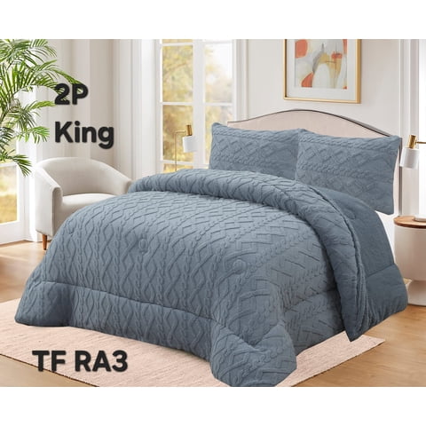 Aladdins Shop - Cobertor De Invierno Texturizado Con Chiporro 2 Plazas Trenzado Gris Claro