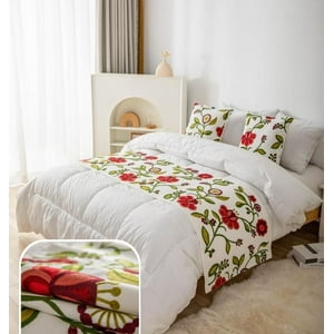 Todo Hogar Santiago De Chile - Piecera Bordada Diseño De Flor Roja