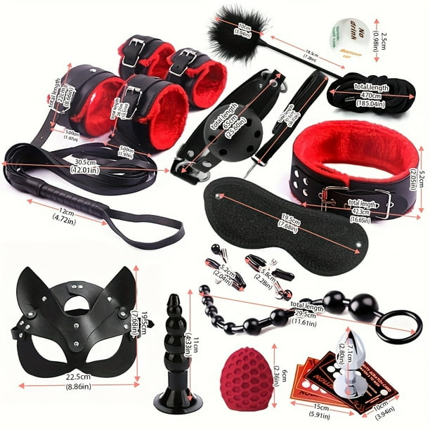 Adult BDSM Kit for Women - Handcuffs, Anal Plug, Vibrator - Sexy Toys for Erotic Sessions