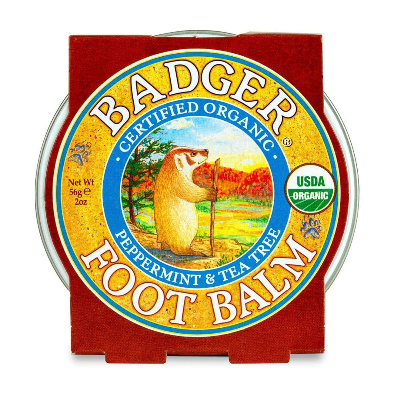 Bálsamo Para Pies Badger En Lata, 60 Ml, Menta Y Árbol De Té Orgánico