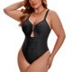 thumbnail image 4 of Agnes Orinda Traje de Baño de Una Pieza para Mujer Tallas Grandes Control de Abdomen con Aro en V y Corte Push Up para Fiesta en la Playa 2X Negro, 4 of 9