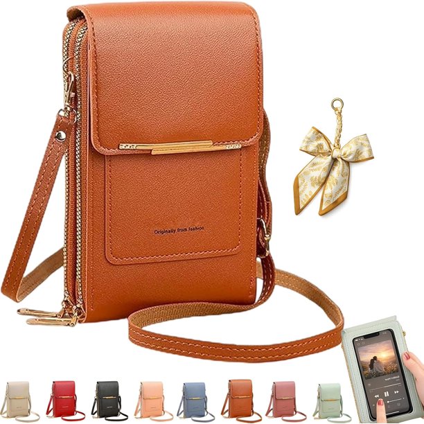 Bolso bandolera mujer pantalla táctil cuero RFID cartera cruzada antirrobo correa hombro